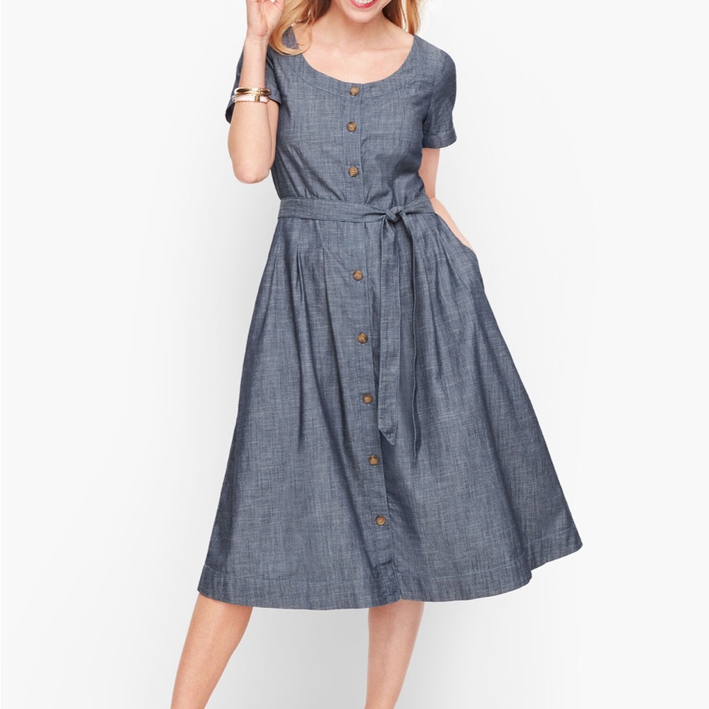 Chambray Button-Down Midi Dress